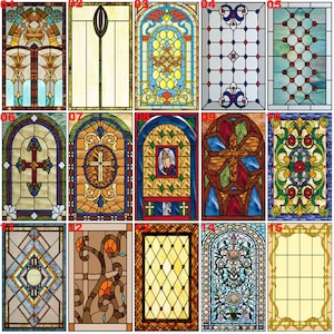 Window Film Stained Glass Films Customized Church-style Static Cling Sticker Kitchen Bathroom For Home