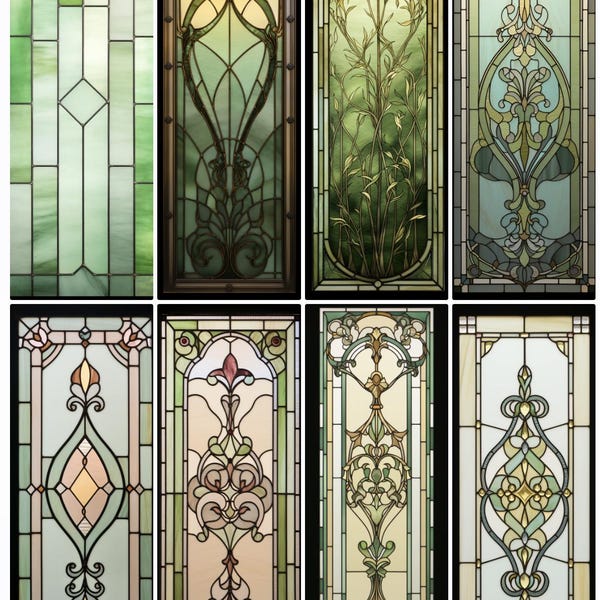 Luxurious Art Nouveau Stained Glass Window Film - Elegant Privacy Cling with Intricate Floral and Geometric Designs for Doors and Windows