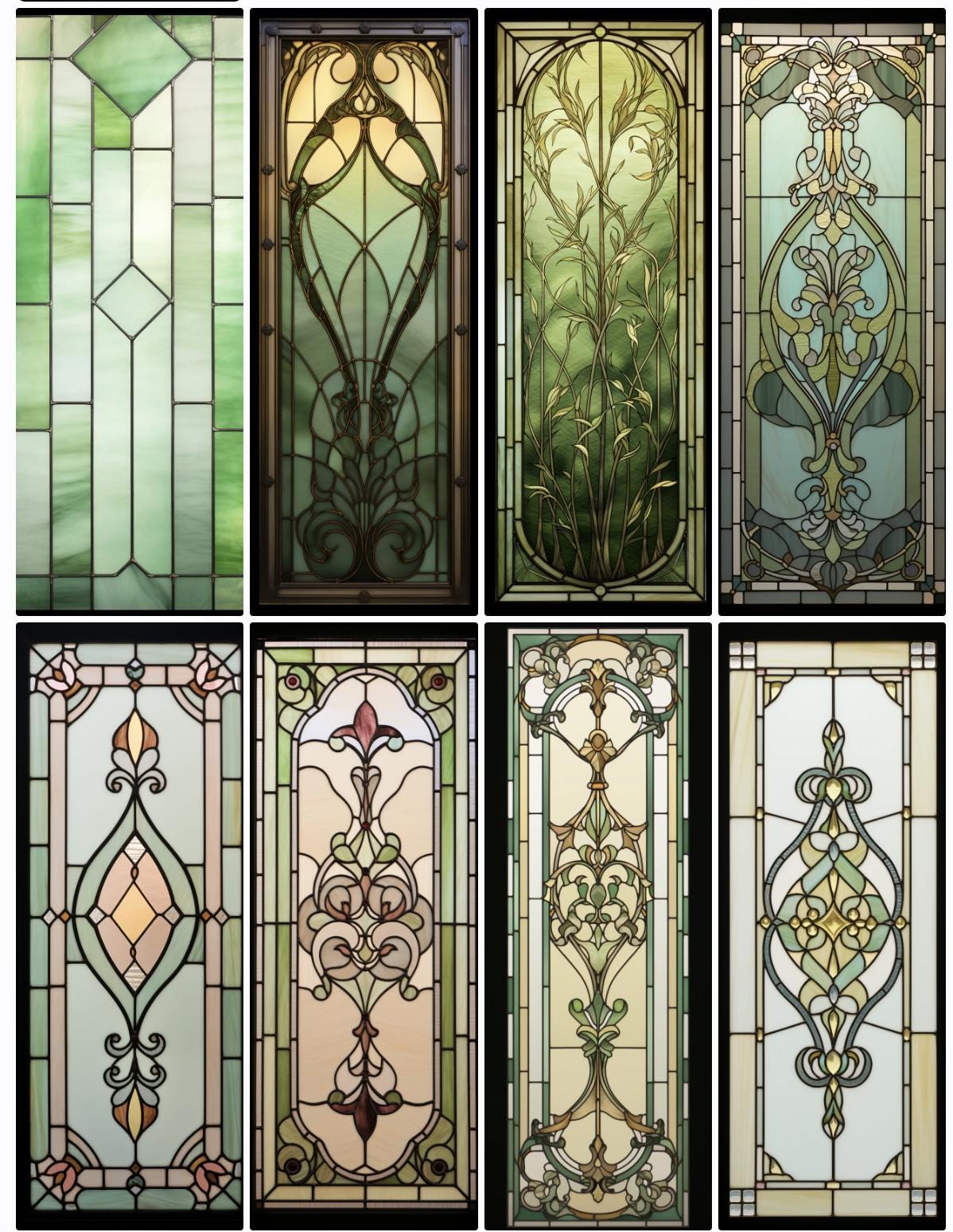 Luxuriöse Jugendstil Glasmalerei Fensterfolie - Elegante Sichtschutzfolie mit aufwendigen floralen und geometrischen Designs für Türen und Fenster
