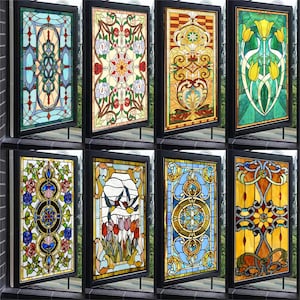 Custom Victorian-Style Frosted Stained Glass Window Film – Static Cling Privacy Sticker for Kitchen and Bathroom, Curtain Substitute