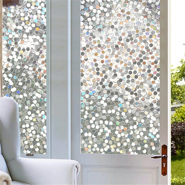 Custom size 3D Clear Circle Decor Stained Glass Window Film Rainbow Effect Removable Self Adhesive Glass Sticker Static Cling Window Sticker