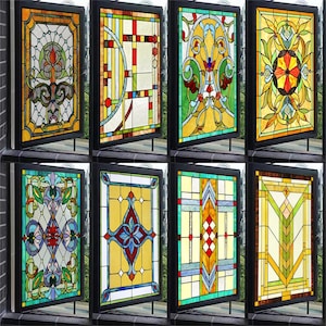 Decorative Victorian-Style Frosted Stained Glass Film – Custom Static Cling Privacy Sticker for Kitchen and Bathroom Windows