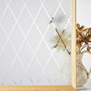 Lattice Frosted Window Film Window Privacy Film Static Cling Window Vinyl Opaque Glass Sticker Non Adhesive Anti-UV