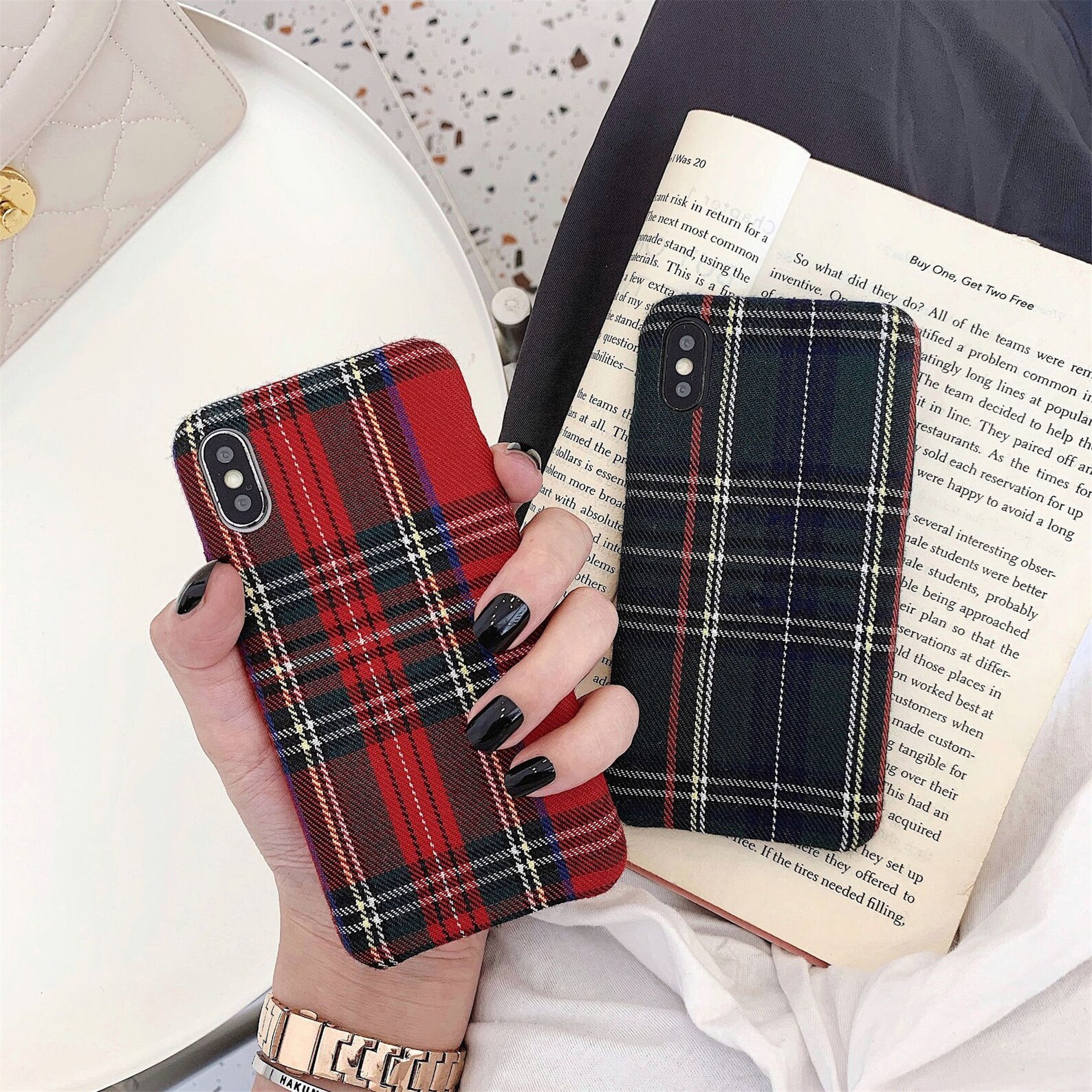 Warm Flannel Plaid Cloth Phone Case Simple Plush Fabric Case Etsy