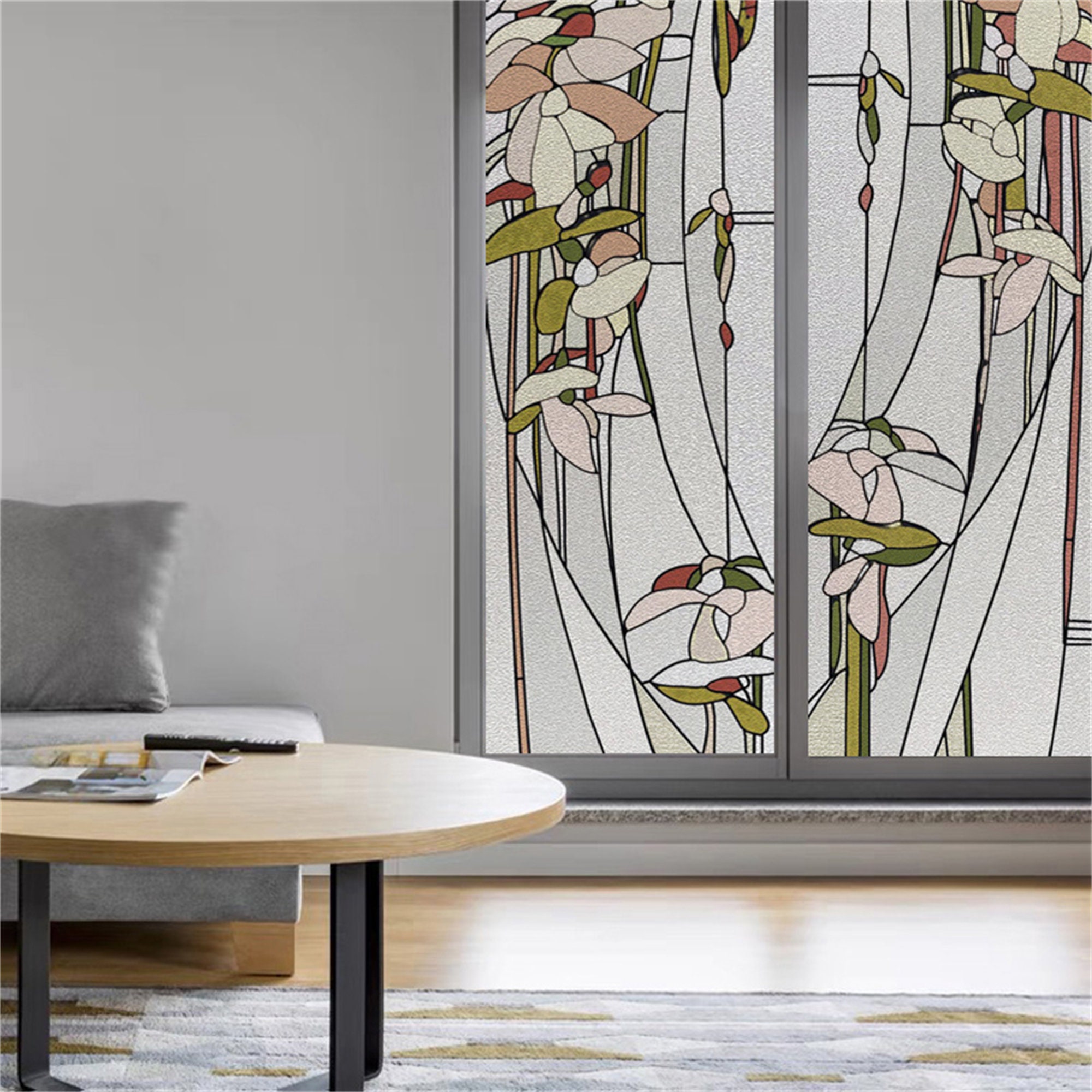 Pellicola Per Vetri Privacy 30x300 Cm - Effetto Griglia Rombi Colorati, Senza Colla, PVC - Foto 10