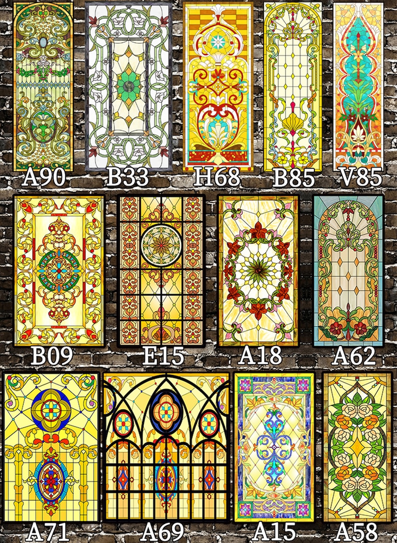 Stained Glass Privacy Window Film Custom Size, 3D Rainbow Mosaic Design