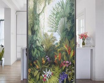 Window Film Privacy Plants Pattern Frosted No Glue Glass Sticker Adhesive Film Heat Control Adhesive Sticker