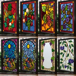 Filme de vitral de tamanho personalizado, padrão de frutas, vidro, porta de escritório, decoração de casa