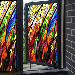 Privacy Window Film – Custom Size, 3D Matte Stained Glass, Frosted Static Cling for Glass and Home Decor