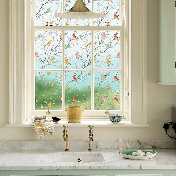 HK Bathroom Butterfly Bubble Flower Frosted Window Film Decorative Privacy Stic 