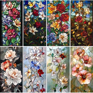 Custom Floral Stained Glass Window Film | Privacy Decorative Clings for Home & Office