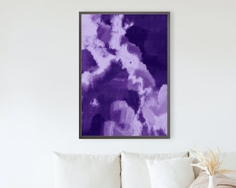 Purple Abstract Art Printable, Wall Art, Art Print, Instant Download, White, Dark Purple, Modern  Home Decor