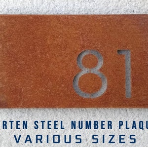 Corten Steel House Number Sign, Weathered Steel House Sign, Rustic Steel House Plaque, Rusty Sign, Custom Steel Sign, Rectangular plaque