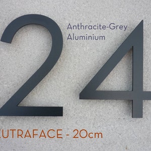 NEUTRAFACE Anthracite GREY Aluminium House Number PAIR - 20cm height