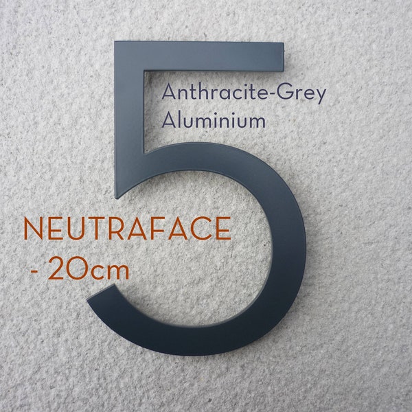 NEUTRAFACE Anthracite GREY Aluminium House Number - 20cm