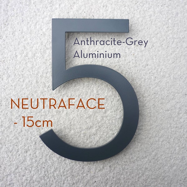NEUTRAFACE Anthrazitgrau Aluminium Hausnummer - 15cm