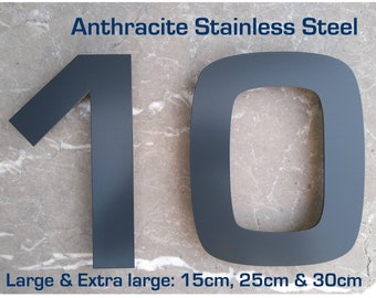 LARGE - EXTRA LARGE Anthracite Stainless Steel House Number - 15cm - 25cm - 30cm heights