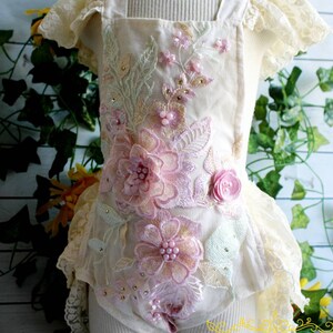 Bohemian, Ivory Linen, Pinks n Mint floral Pattern & Rope Romper, Smash Cake, Lace Outfit, Birthday Girl Dress, Onesie, Baby Infant, Boho