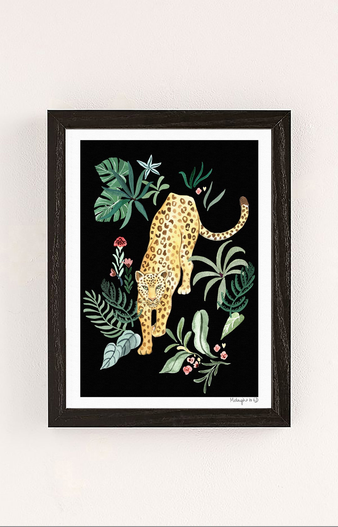 Leopard Botanical Art Print – Hand Painted Animal Wall Decor - Etsy