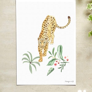 Reginald Leopard Personalised Art Print - Kruger, South Africa - Midnight to 6 Illustration - Hand Painted Animal Wall Decor