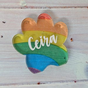 Personalisierter Regenbogen-Katzenpfoten-Anhänger, Erinnerungsgeschenk für Tierliebhaber, Erinnerungsgeschenk mit Pfotenabdruck, Regenbogenbrücke-Katzen-Gedenkgeschenk zum Gedenken an den Verlust einer Katze