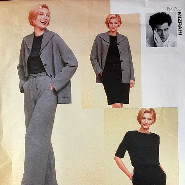 Vogue 1986 8-10-12 Isaac Mizrahi Jacket, Dress, Pants and Belt sewing pattern