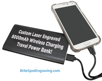 Custom Wireless Charging Battery Pack | Laser Engraved with your Logo or Personalized Message