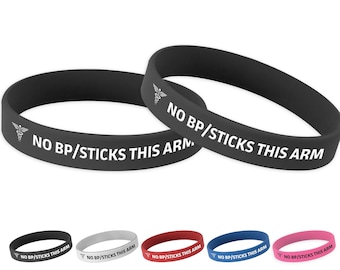 Medical Alert ID Bracelet | No BP or Sticks This Arm | Medical Emergency Silicone Wristband Bracelets for Men, Women, and Children