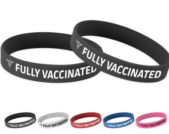 Fully Vaccinated Medical Alert Bracelet | COVID-19 Vaccination Silicone Wristband | Emergency ID Bracelets for Men, Women, and Children