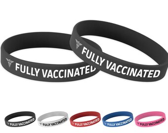 Pulsera de silicona de alerta médica/identificación de emergencia con indicación de vacunación completa