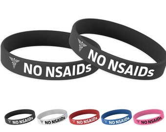 No NSAIDs Medical Alert Wristband | Silicone Rubber Medical ID Bracelets for Men, Women, and Children