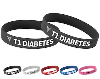 Bracelets d'alerte médicale | Bracelets en silicone pour diabète T1 | Bracelet en caoutchouc de silicone pour diabétiques de type 1