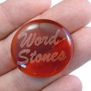 Word Stones | Pocket Sized Serenity Stones | Laser Etched Glass Gems for Promotional Gifts, Wedding Party Favor, etc. Gifts of Encouragement