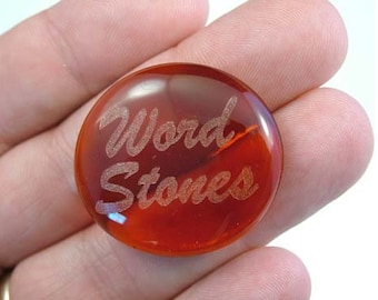 Word Stones/Pocket Sized Serenity Stones | Laser Etched Glass Gems for Promotional Gifts, Wedding Party Favors, etc. Gifts of Encouragement