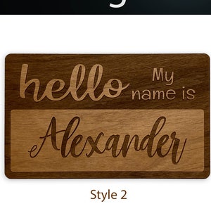 Custom Laser Engraved Wood Name Badge | Personalized Name Tag with Magnetic or Pin-Style Back Clasp