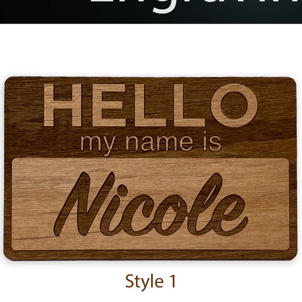 Custom Wooden Name Tag | Personalized Laser Engraved Name Badge with Magnetic or Pin-Style Clasp