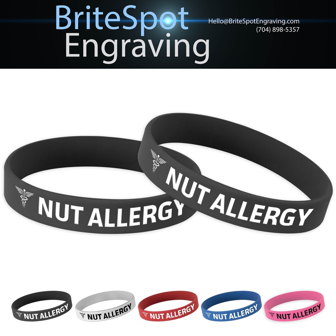 Nut Allergy Medical Alert ID Wristband Silicone Rubber Bracelets for
