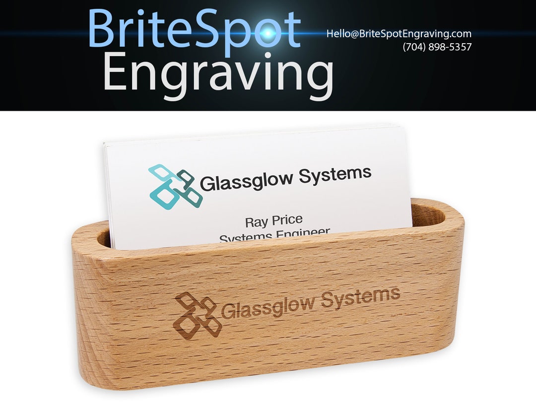 Custom Business Card Holder Laser Engraved Beech Wood Calling Card