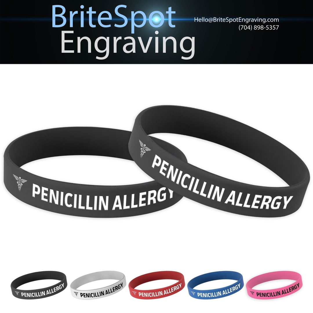 Medical Alert Wristband for Penicillin Allergy Silicone Rubber