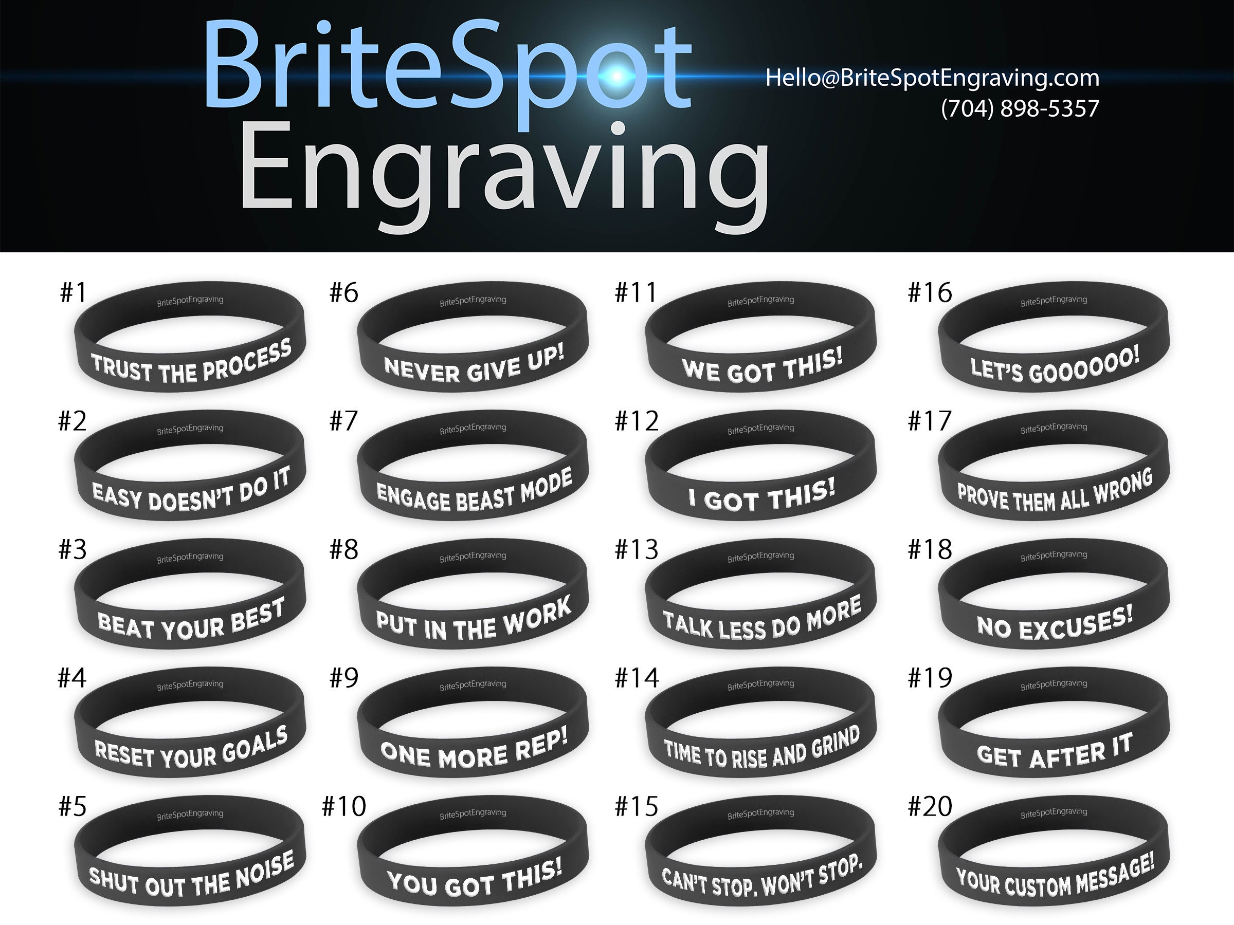 Custom Fitness Wristbands Personalized Motivational Slogans Etsy