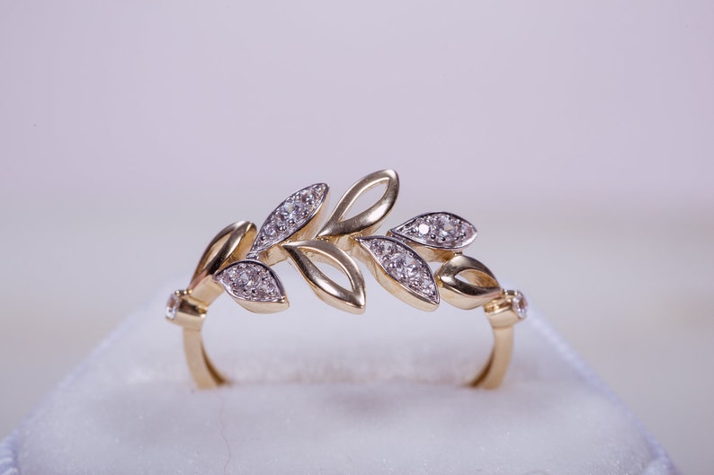14K gold ring Olive leaf RingGold Olive leaf Design | Etsy