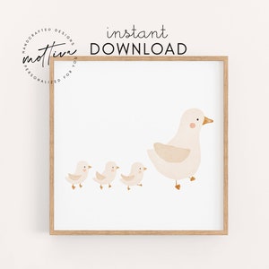 Cartel infantil gansos descarga instantánea archivo único cartel de la habitación de los niños cartel animal bebé regalo primavera imagen ganso familia archivo digital