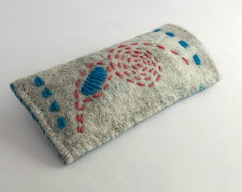 hand-felted case for glasses or mobile phone