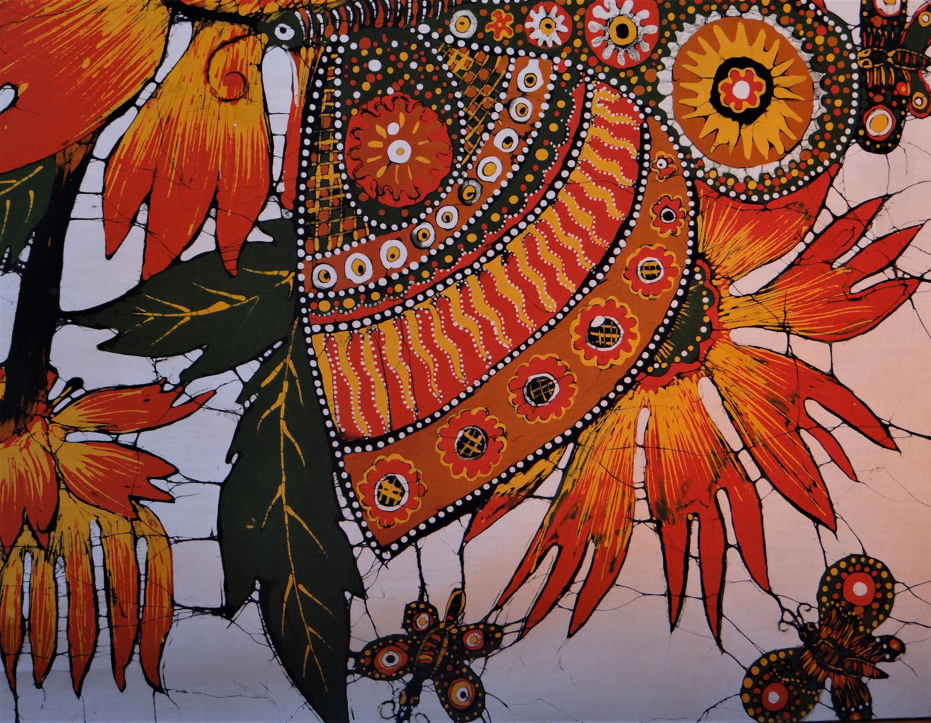 Original Vintage Sri Lankan Batik, Fabric Painting, Textile Art