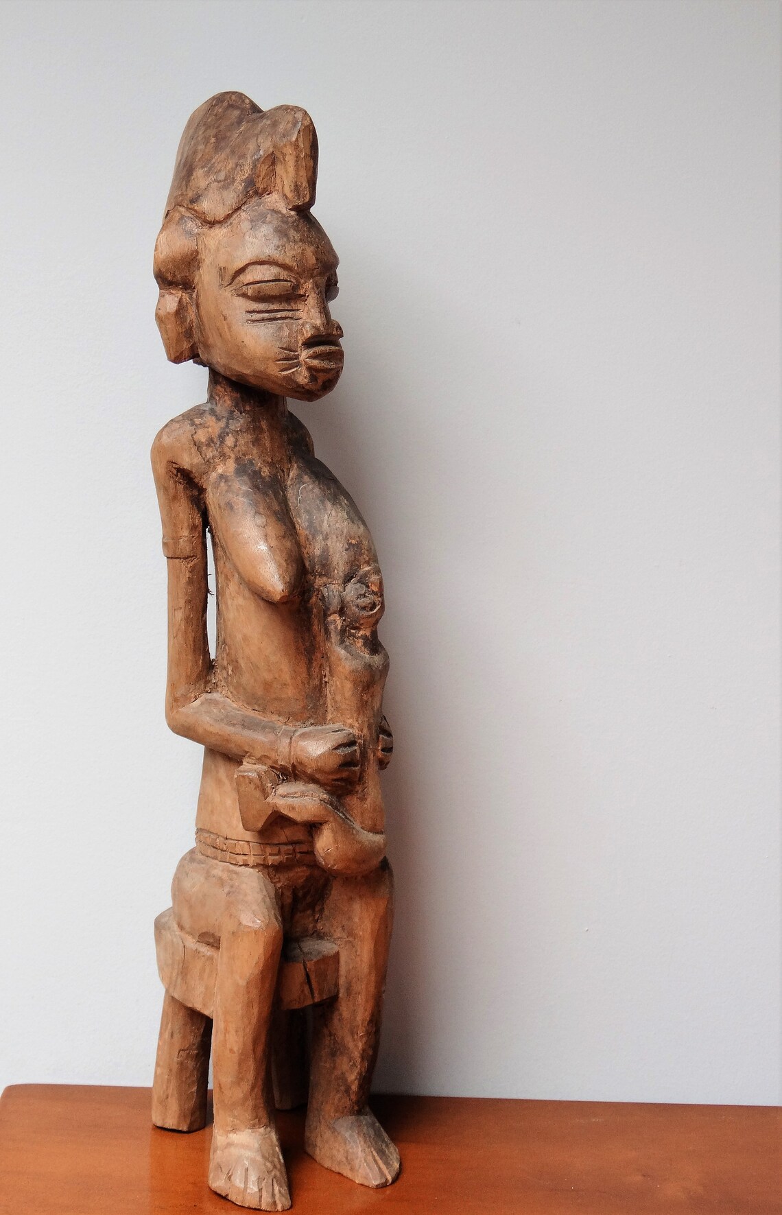 African statue Ivory Coast mother and child breastfeeding Etsy