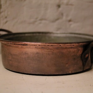 Franse 19e-eeuwse antieke vertinde koperen pan - 32 cm / 12,5"