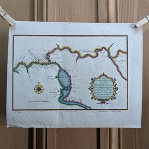 1757 Antieke Bellin-kaart De Senegal-rivier, Bethio en N Dombo, Senegal, West-Afrika