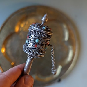 Early 20thC Silver Tibetan Prayer Wheel