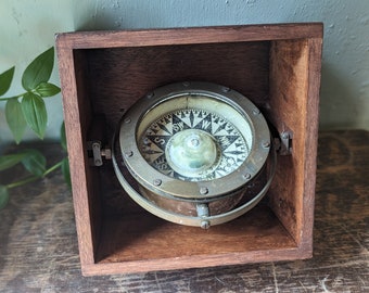 Antique Brass Ships Compass