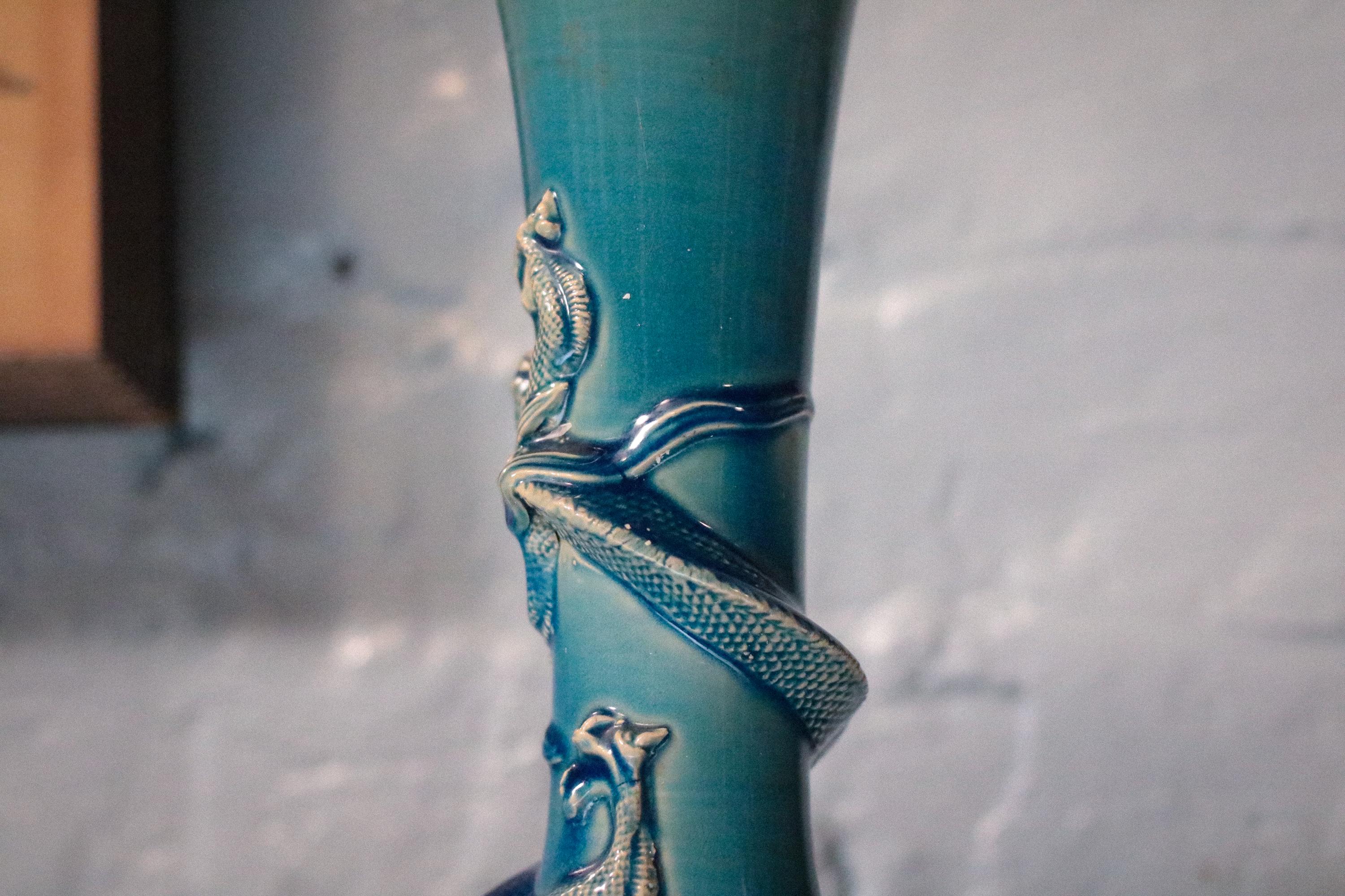 Antique Japanese Blue Porcelain Dragon Vase - Etsy